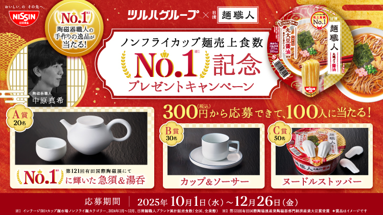 ツルハグループ×日清麺職人　ノンフライカップ麺売上食数　No.1記念プレゼントキャンペーン